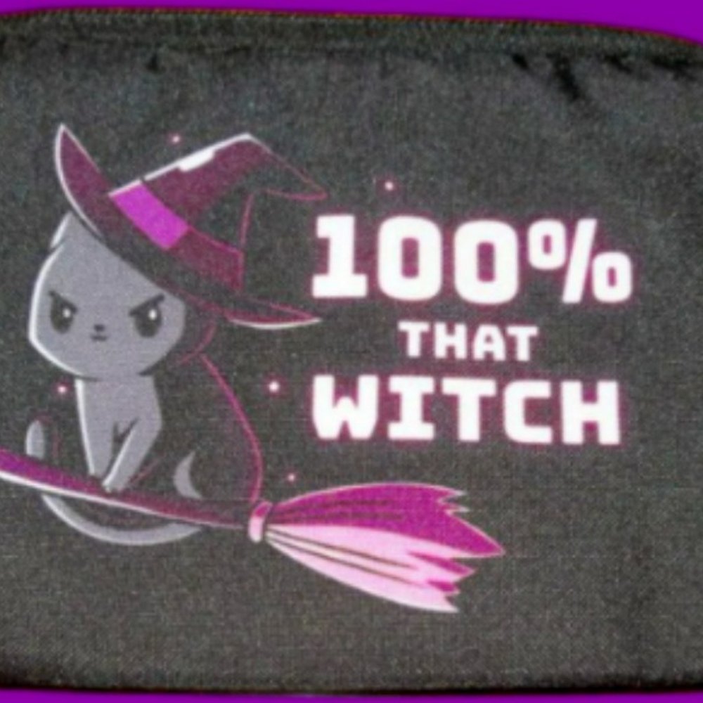 100% That Witch, Cosmetic Bag, For Teens, For Women, Black Cat, Halloween, Witch